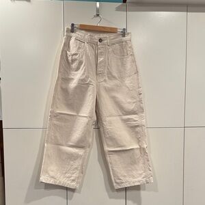 High-Rise Off White Wide-Leg Cream Utility Pants EUC sz12